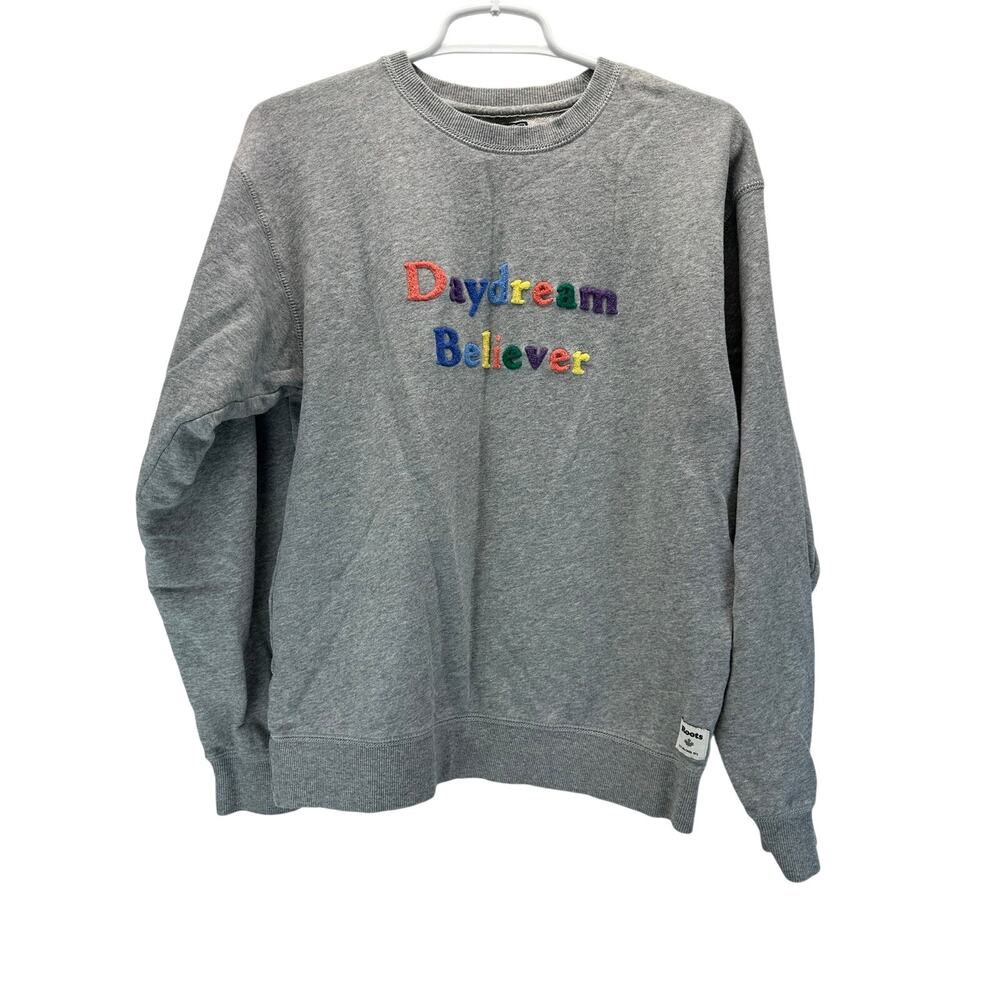 Roots Daydream Beleiver Crewneck Sweatershirt Grey Rainbow Embroidery XS